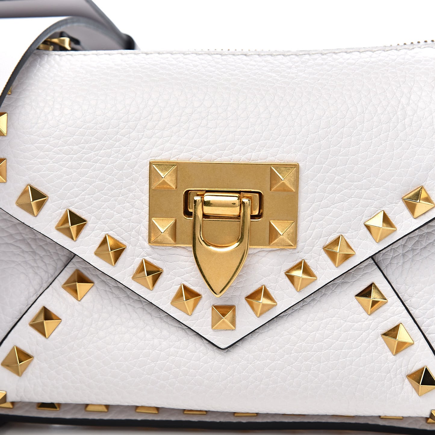 Grainy Calfskin Small Rockstud Hype Shoulder Bag White