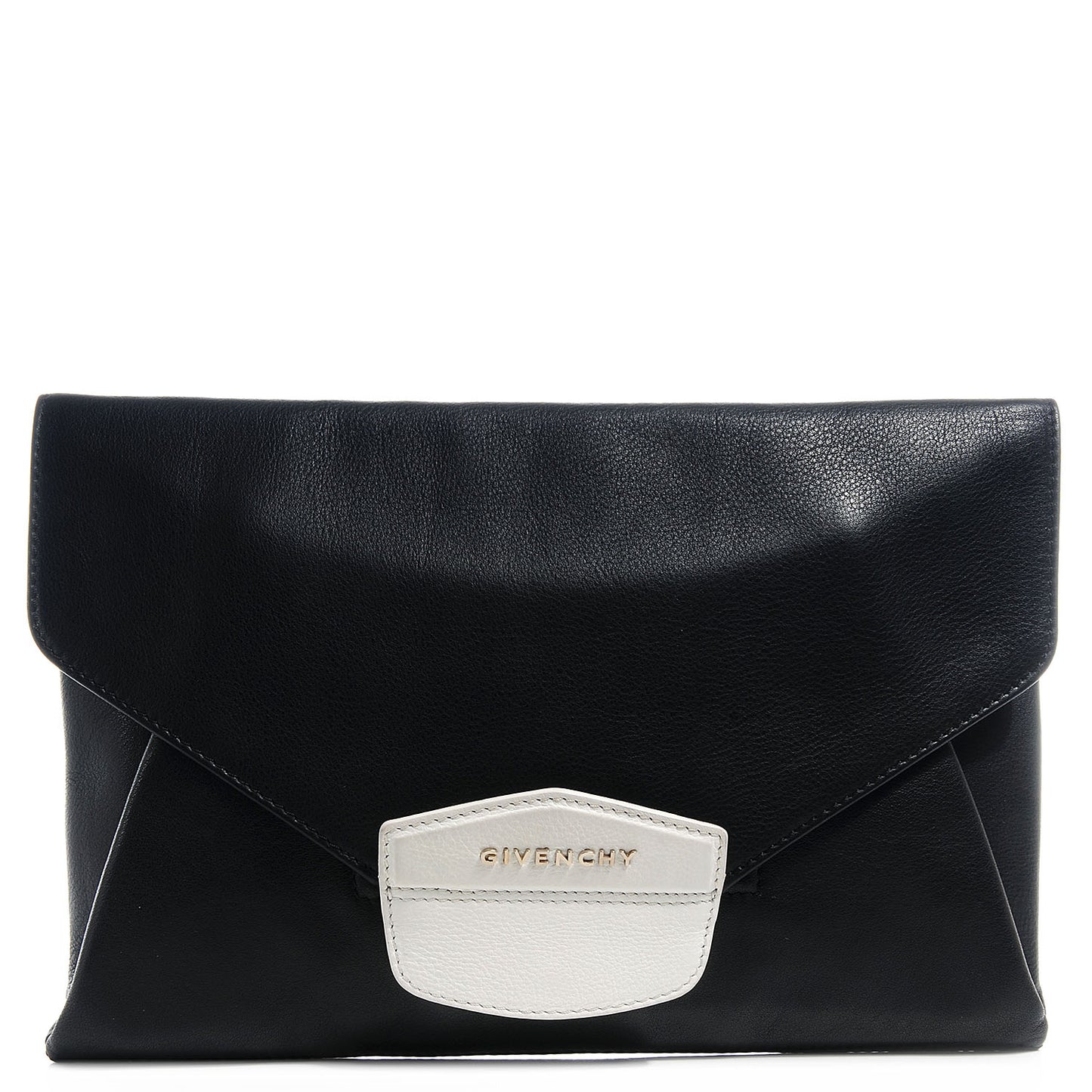 Grained Calfskin Antigona Envelope Clutch Black