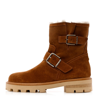 Jimmy Choo Suede Youth Biker Boots 37 Tan 1 of 12