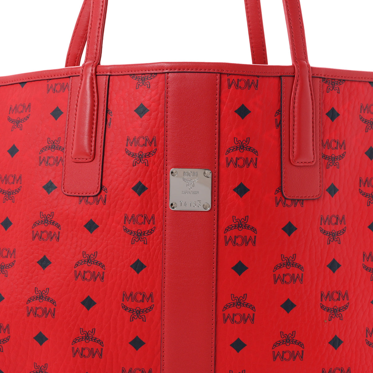 MCM Visetos Medium Liz Reversible Shopper Tote Ruby Red 12 of 17
