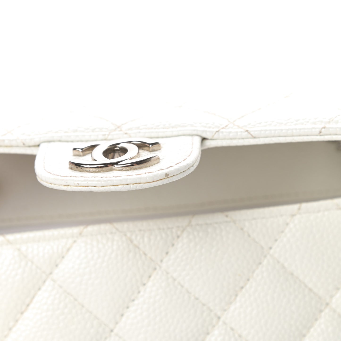 Caviar Quilted Mini Square Flap White