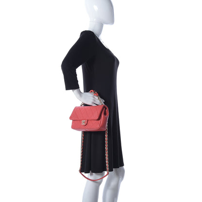 Chanel Lambskin Quilted Resin Bi-Color Chain Flap Bag Red 3 of 11