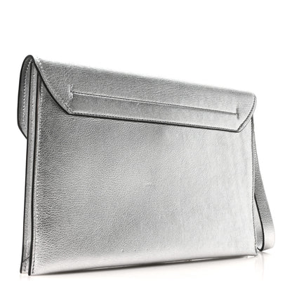 Salvatore Ferragamo Metallic Calfskin Gancini Clutch Silver 3 of 10
