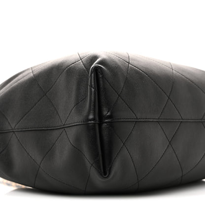 Chanel Shiny Lambskin Quilted Medium Hobo Black 10 of 11