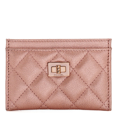 Chanel Metallic Caviar Quilted Reissue Card Holder Rose Gold 1 of 10