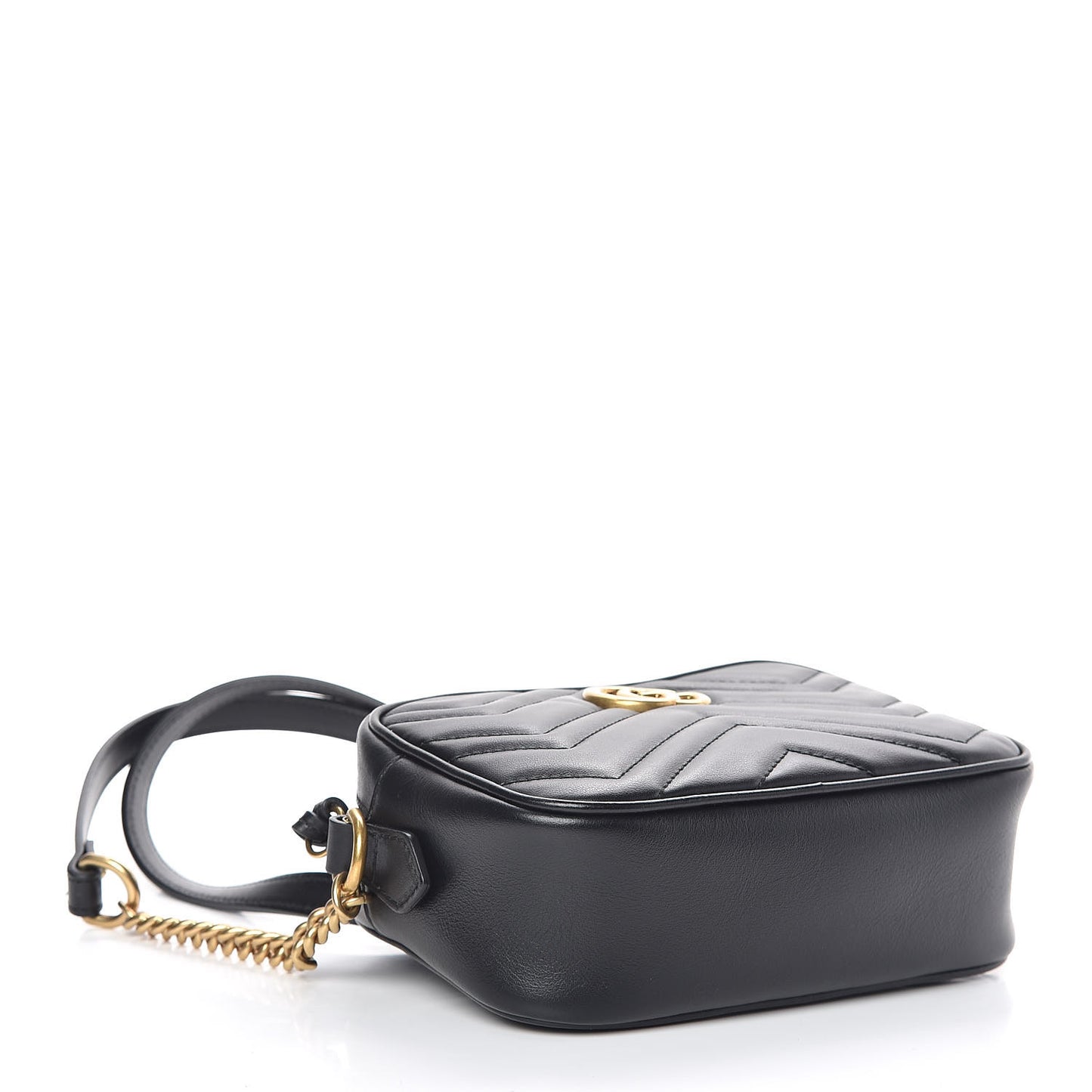 Calfskin Matelasse Mini GG Marmont Chain Shoulder Bag Black