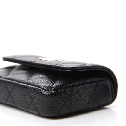 Chanel Caviar Quilted Pearl Card Holder On Chain Black 7 of 11
