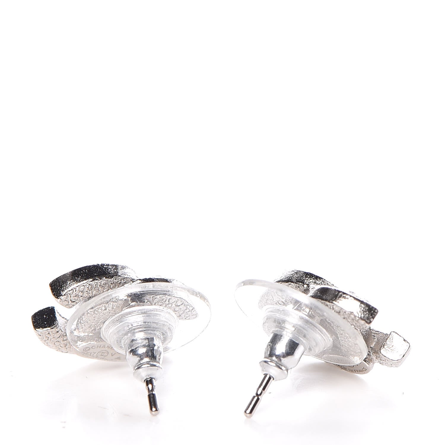 Chanel Crystal Timeless CC Earrings Silver 3 of 5