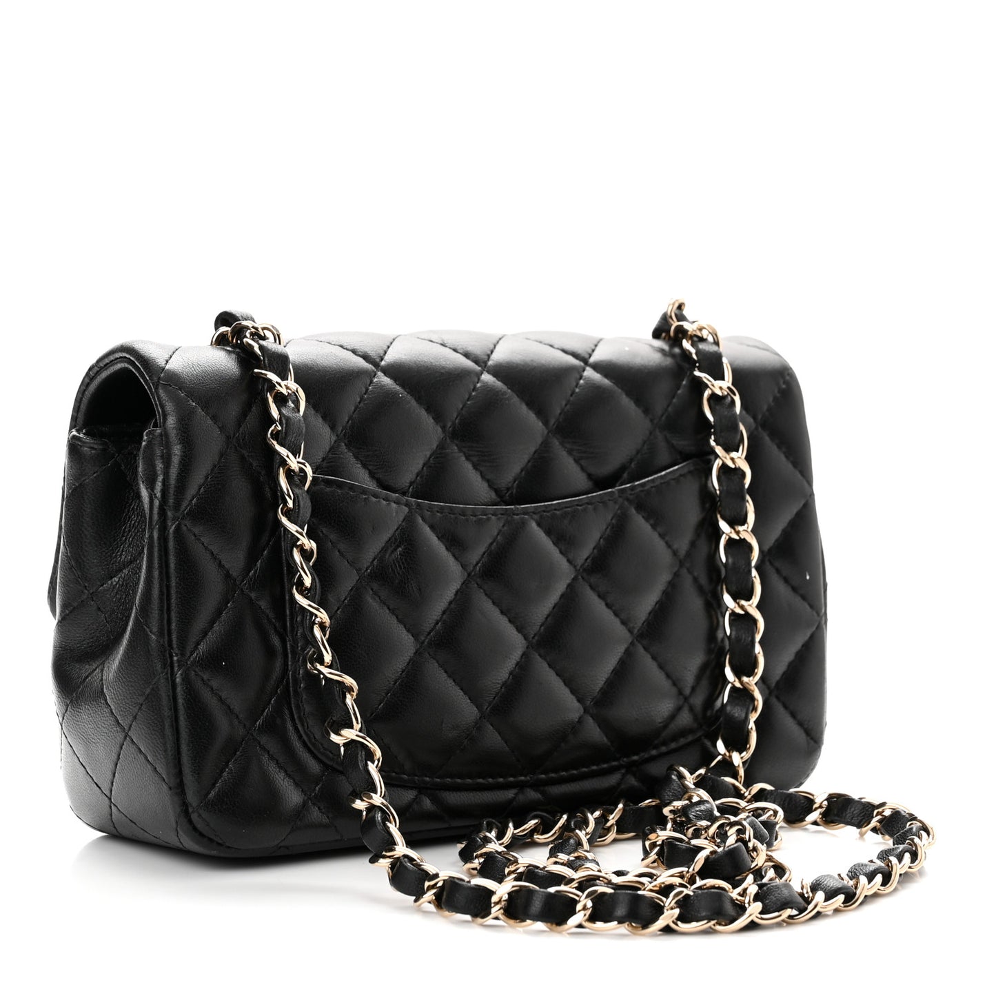 Lambskin Quilted Mini Rectangular Flap Black