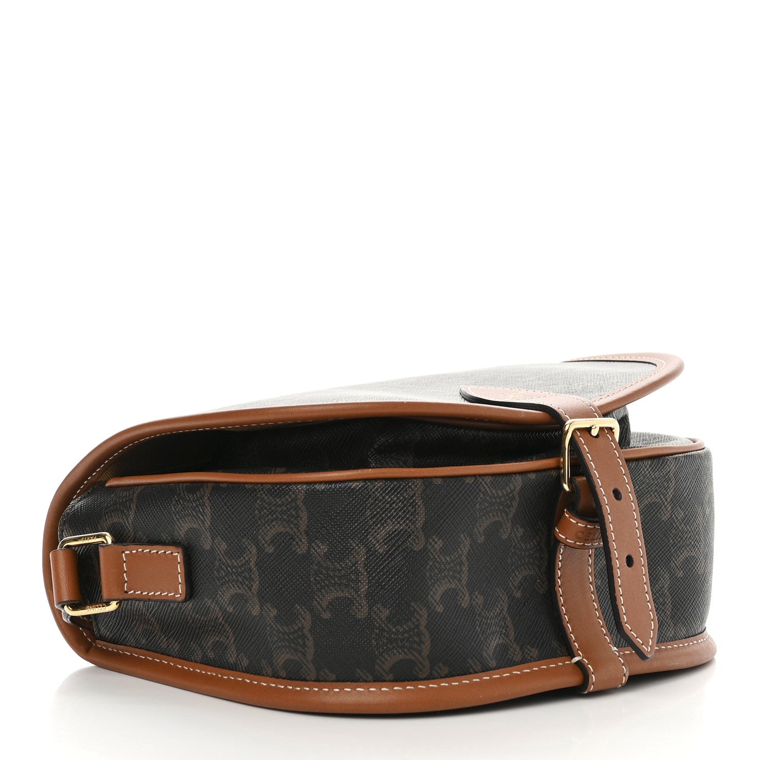 Celine Triomphe Canvas Medium Folco Bag Tan 4 of 12