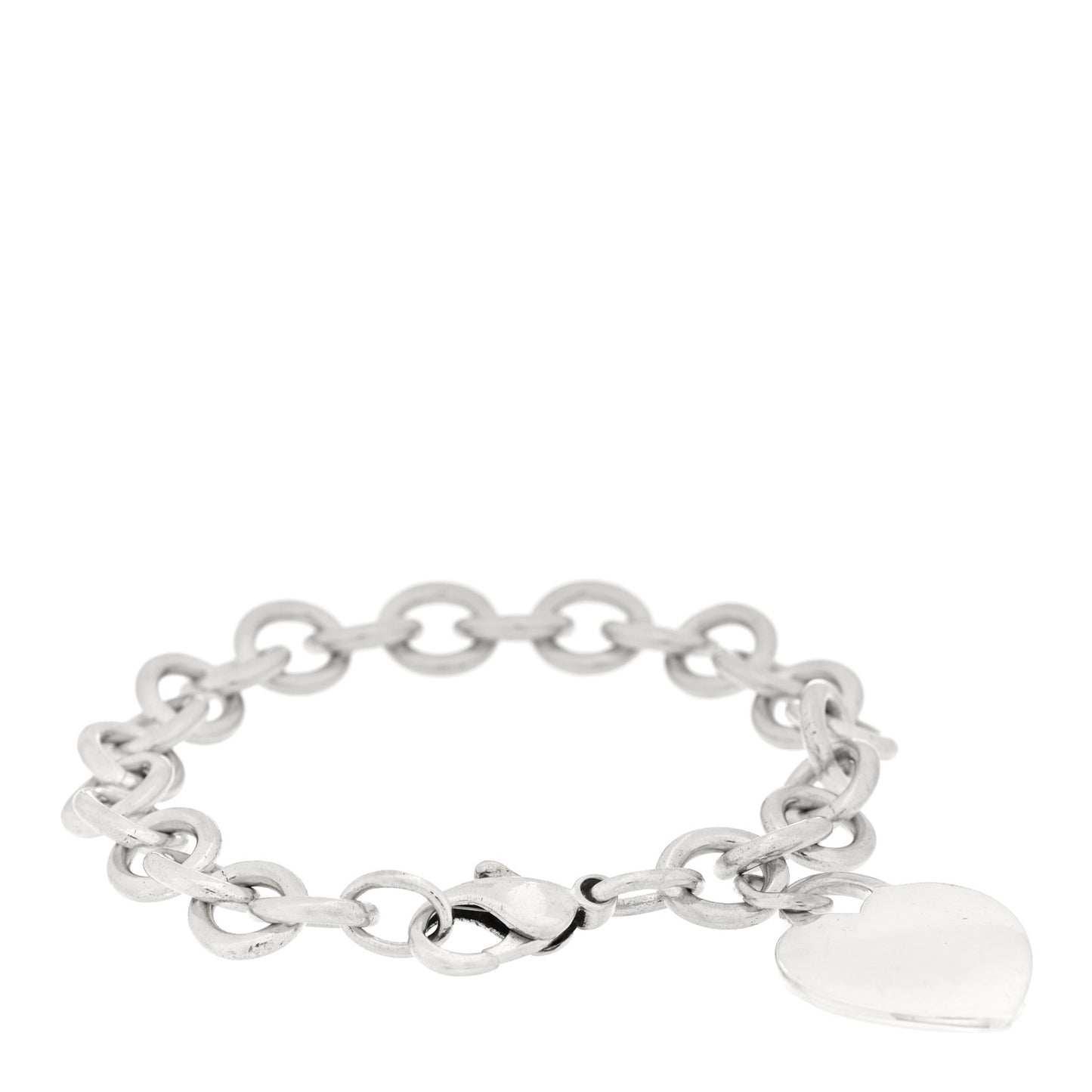 Sterling Silver Heart Tag Charm Bracelet