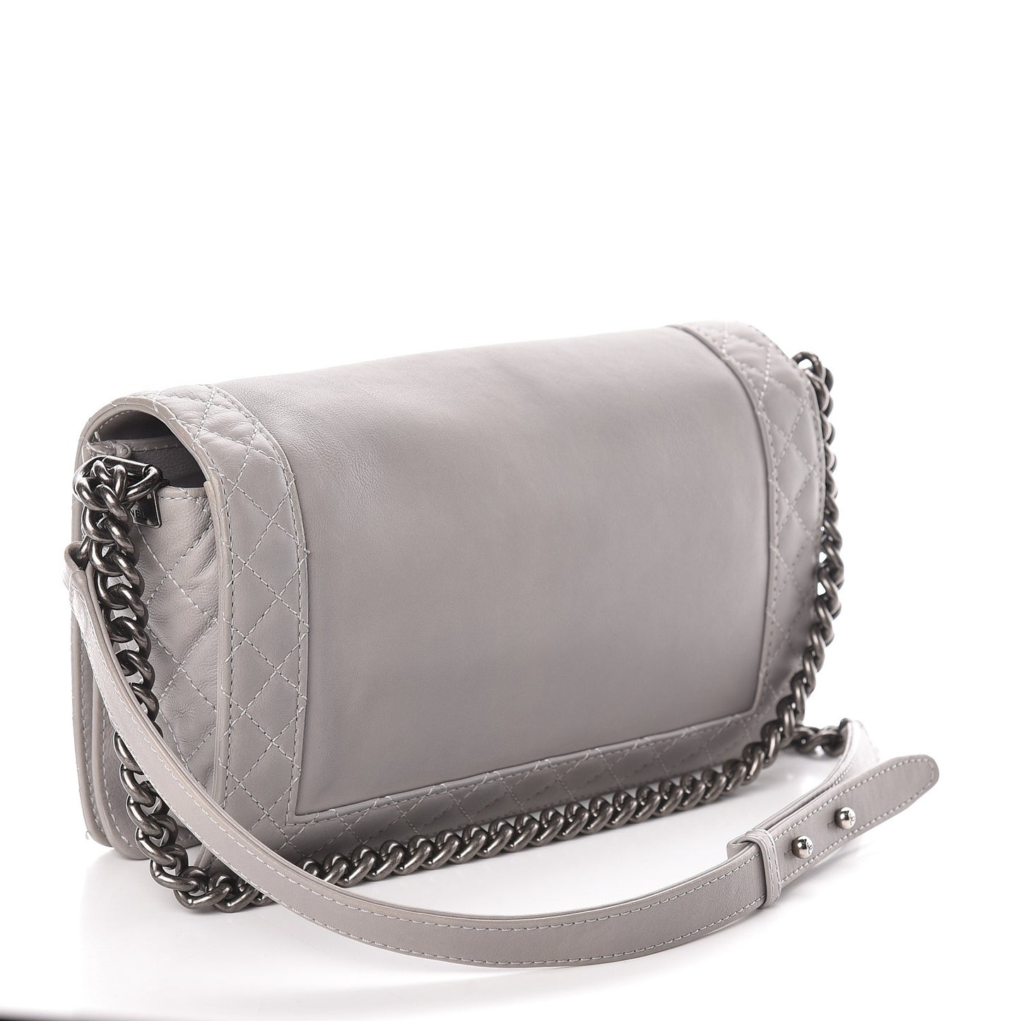 Calfskin New Medium Boy Reverso Flap Light Grey