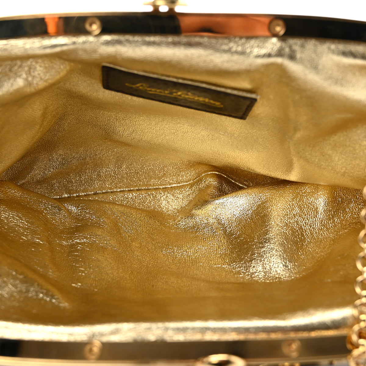 Satin Monogram Aumoniere Clutch Brown