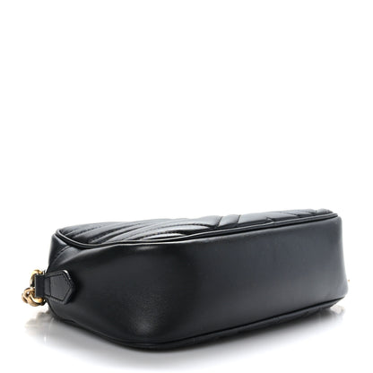Gucci Calfskin Matelasse Small GG Marmont Chain Shoulder Bag Black 4 of 9