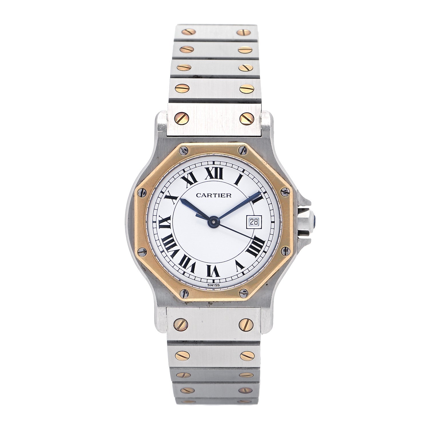 Cartier Stainless Steel 18K Yellow Gold 29mm Santos Octagon Automatic Watch 1 of 4