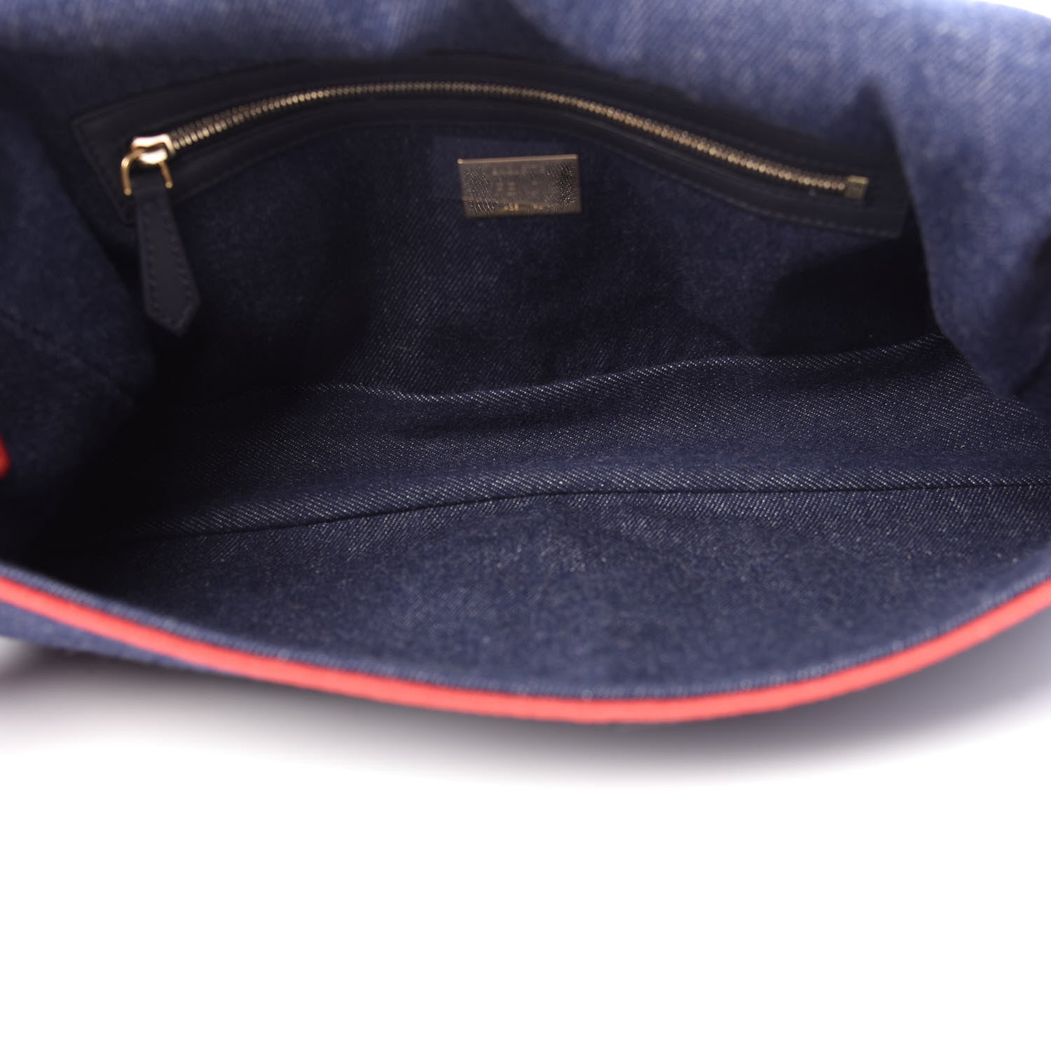 Fendi Denim Large Baguette Blue Rosso 5 of 13