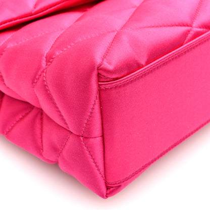 Saint Laurent Satin Quilted Sade Puffer Envelope Clutch Bubblegum 7 of 8