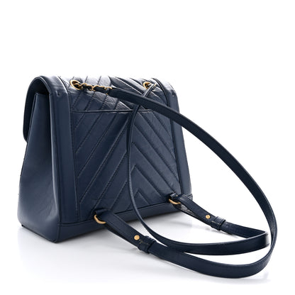 Chanel Aged Calfskin Chevron Quilted Backpack Navy 3 of 11