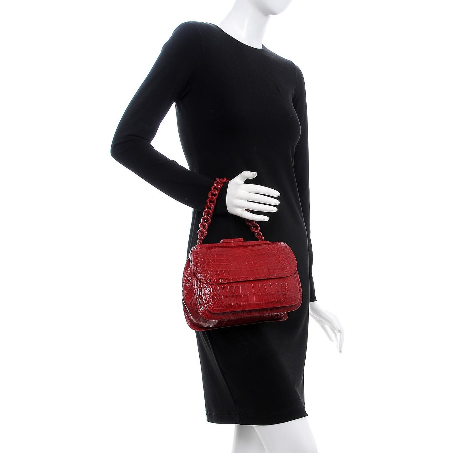 Crocodile Chain Frame Bag Red