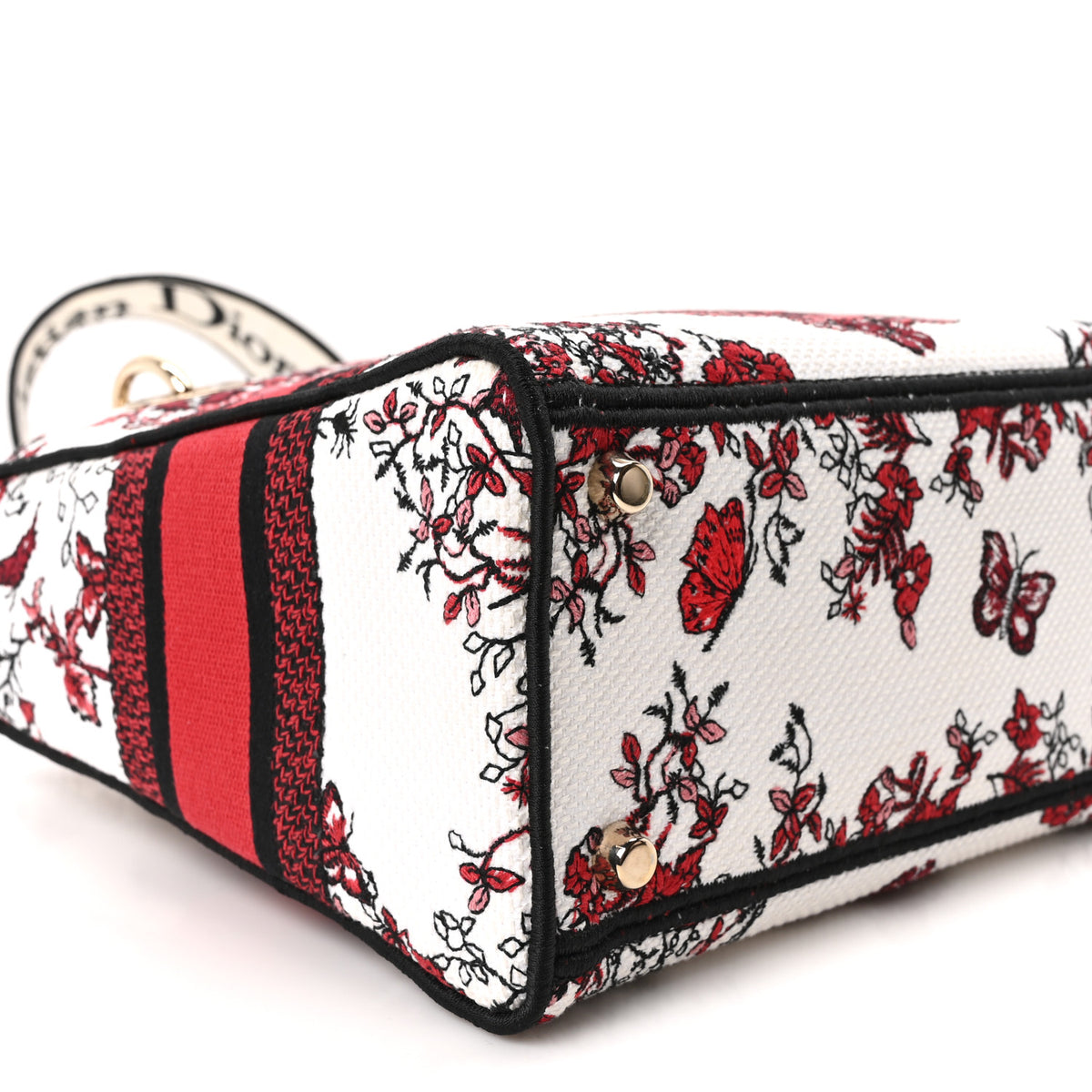 Canvas Le Coeur En Fleurs Embroidered Medium Lady D-Lite White Multicolor