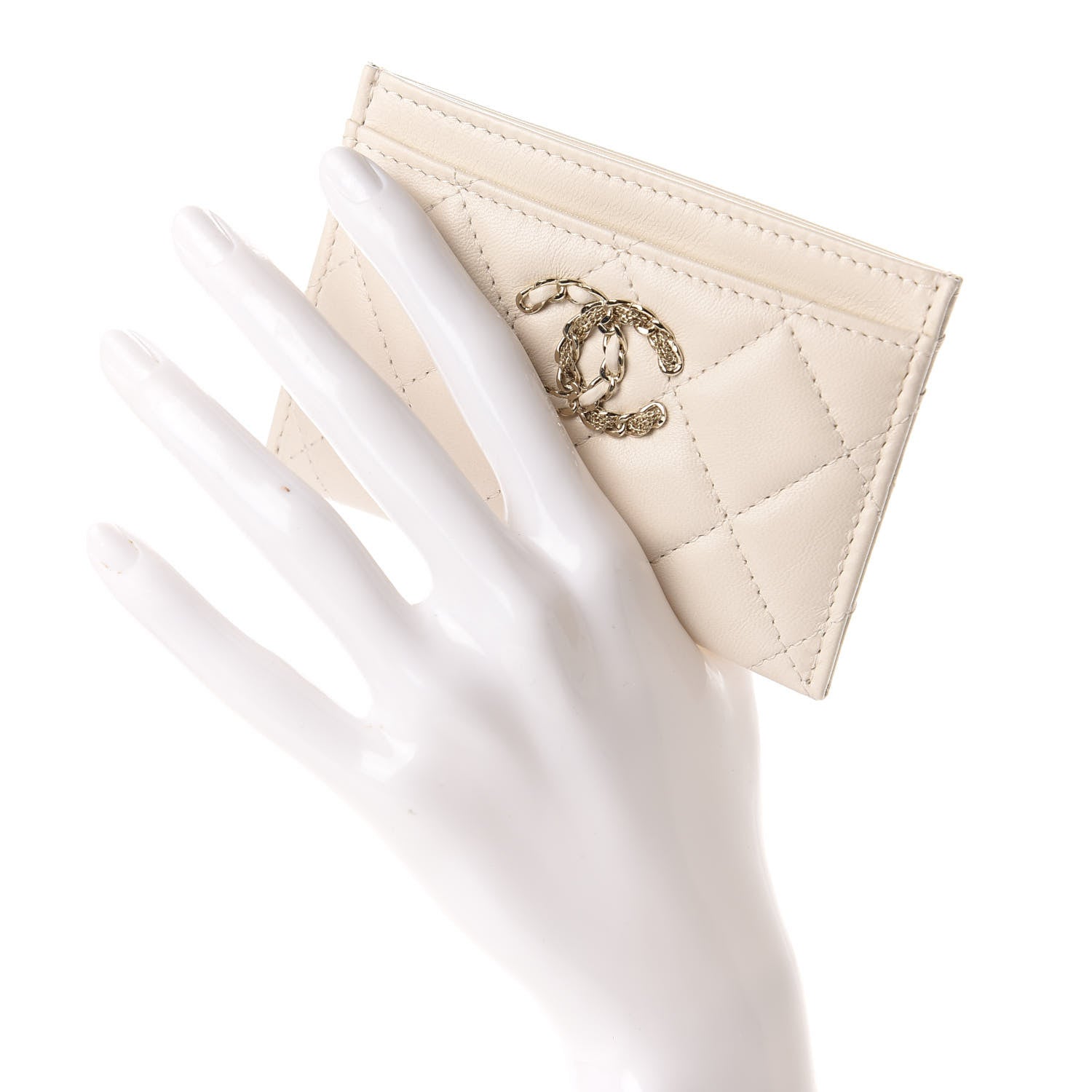 Chanel Goatskin Quilted French New Wave Card Holder Ivory 2 of 9
