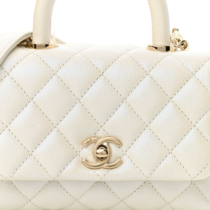 Chanel Iridescent Caviar Quilted Extra Mini Coco Handle Flap White 8 of 10