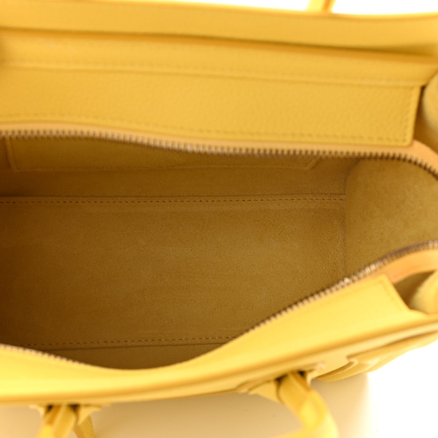 Celine Drummed Calfskin Nano Luggage Citron 5 of 10