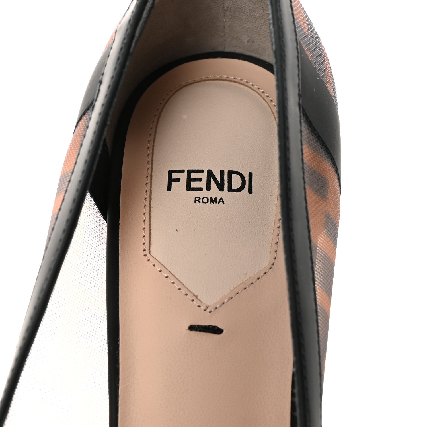 Fendi Technical Mesh Vitello Gommato FF Colibri 85mm Pumps 39 Tobacco Moro Black 8 of 9