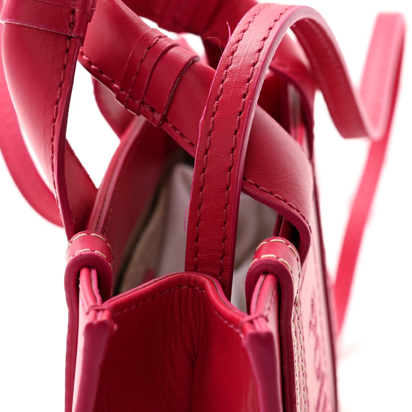 Calfskin Mini Woody Ribbon Tote Fizzy Pink