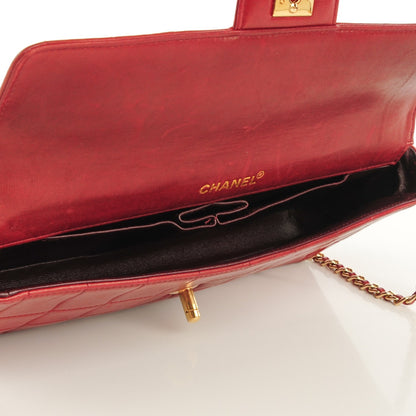 Chanel Lambskin Quilted East West Chocolate Bar Flap Red 5 of 9
