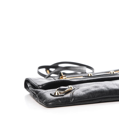Balenciaga Agneau Classic Gold Hardware Envelope Clutch Black 11 of 12