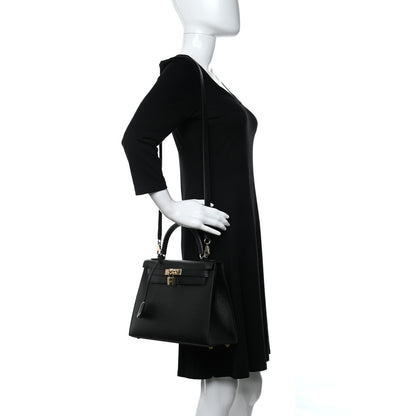 Hermes Epsom Horseshoe Kelly Sellier 28 Black Rose Extreme 2 of 11