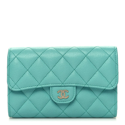 Chanel Caviar Quilted Medium Flap Wallet Turquoise 1 of 11
