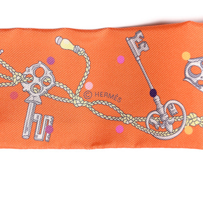 Hermes Silk Les Cles A Pois Twilly Abricot Gris Acier 4 of 5