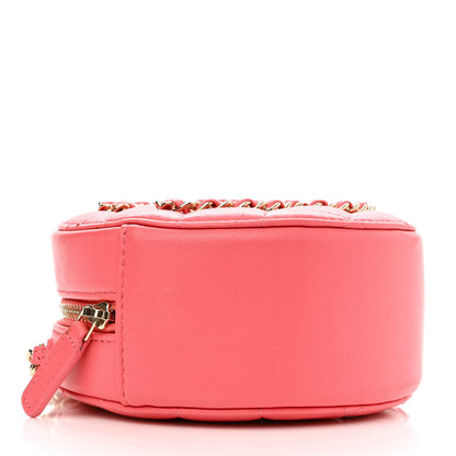 Chanel Lambskin Quilted Large CC Round Clutch With Chain Pink 4 of 12