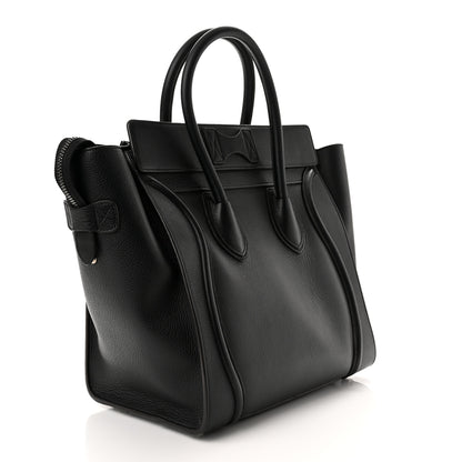 Celine Drummed Calfskin Mini Luggage Black 3 of 9