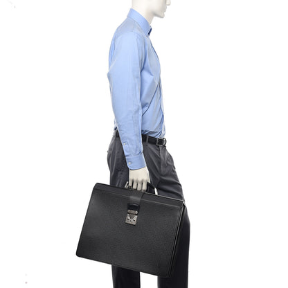 Louis Vuitton Taiga Pilot Case Oural Briefcase Black 2 of 11