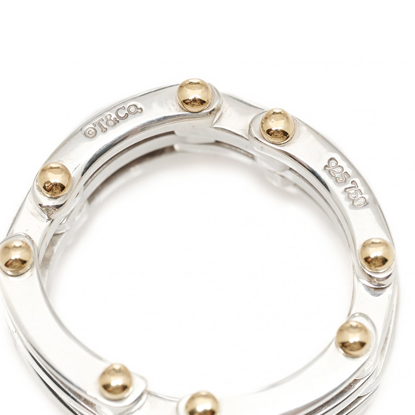 Sterling Silver 18K Yellow Gold Gatelink Ring 56 7.5