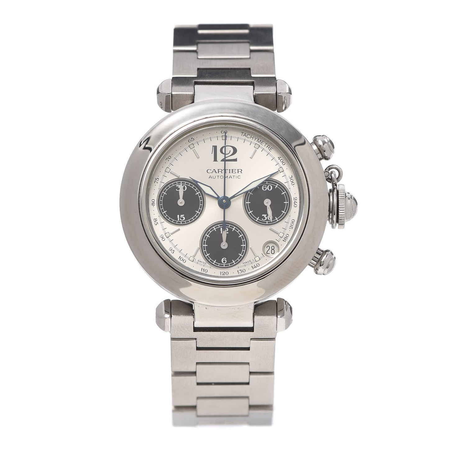 Stainless Steel 35mm Pasha C Chronograph Automatic Watch Black