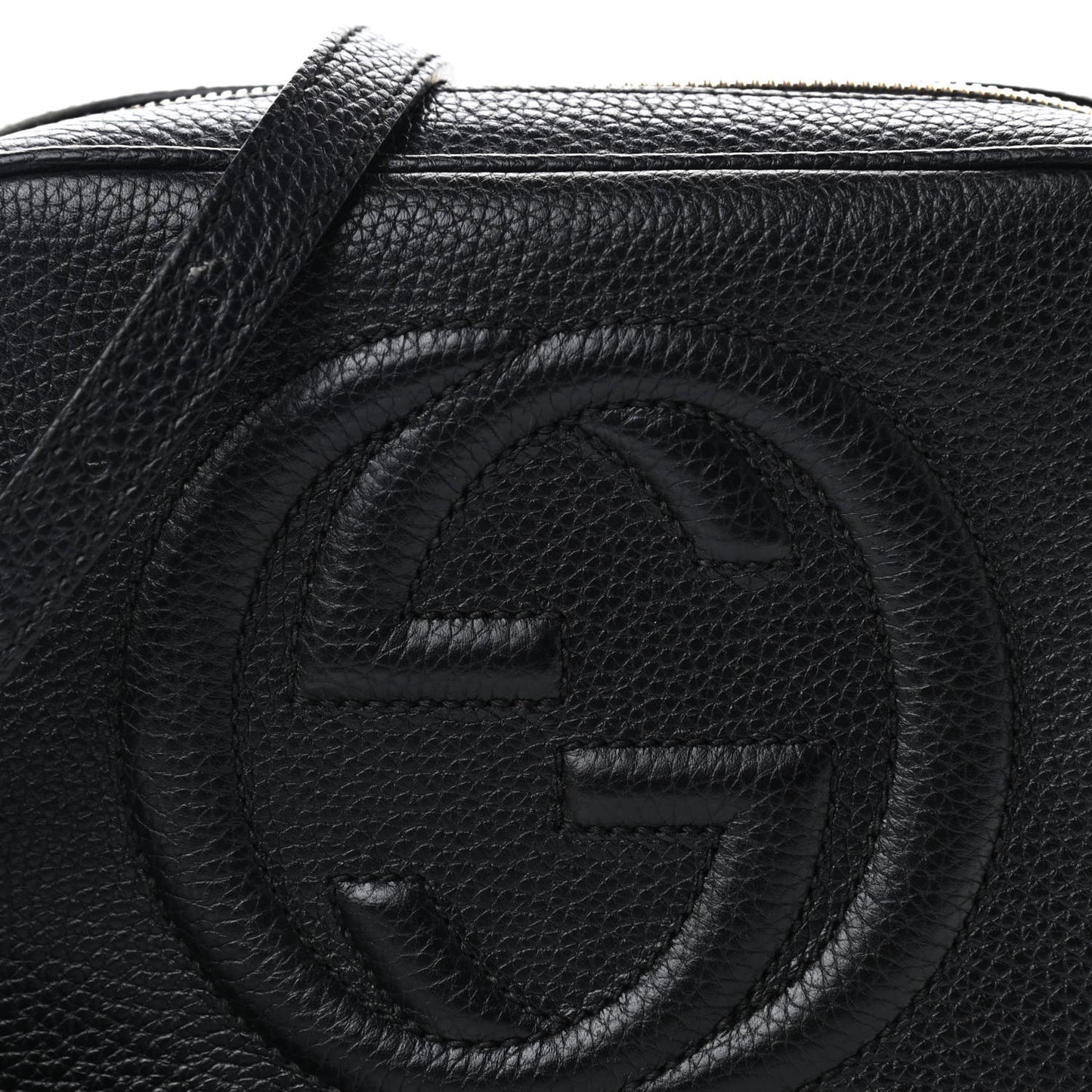 Pebbled Calfskin Small Soho Disco Bag Black