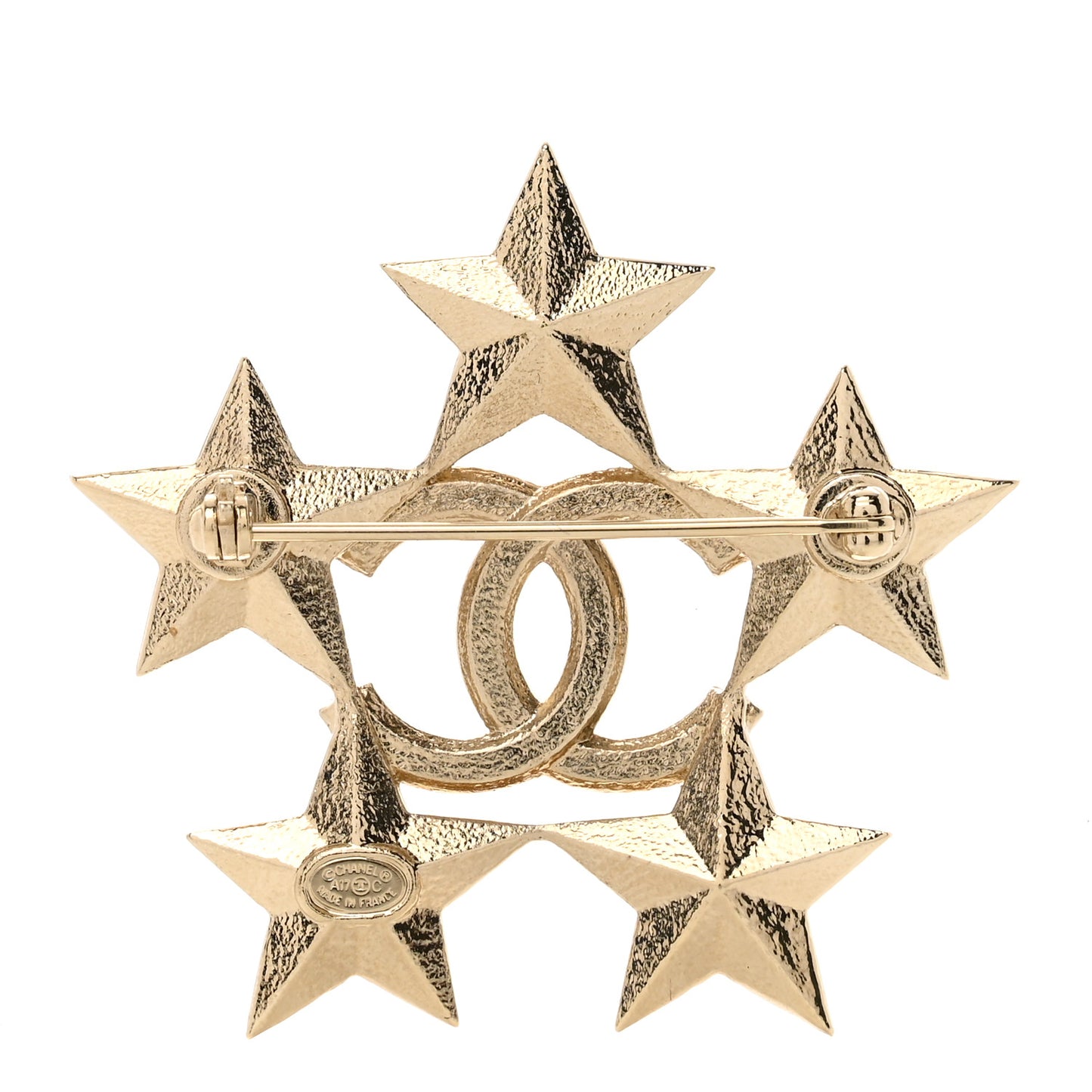 Baguette Crystal CC Star Brooch Gold