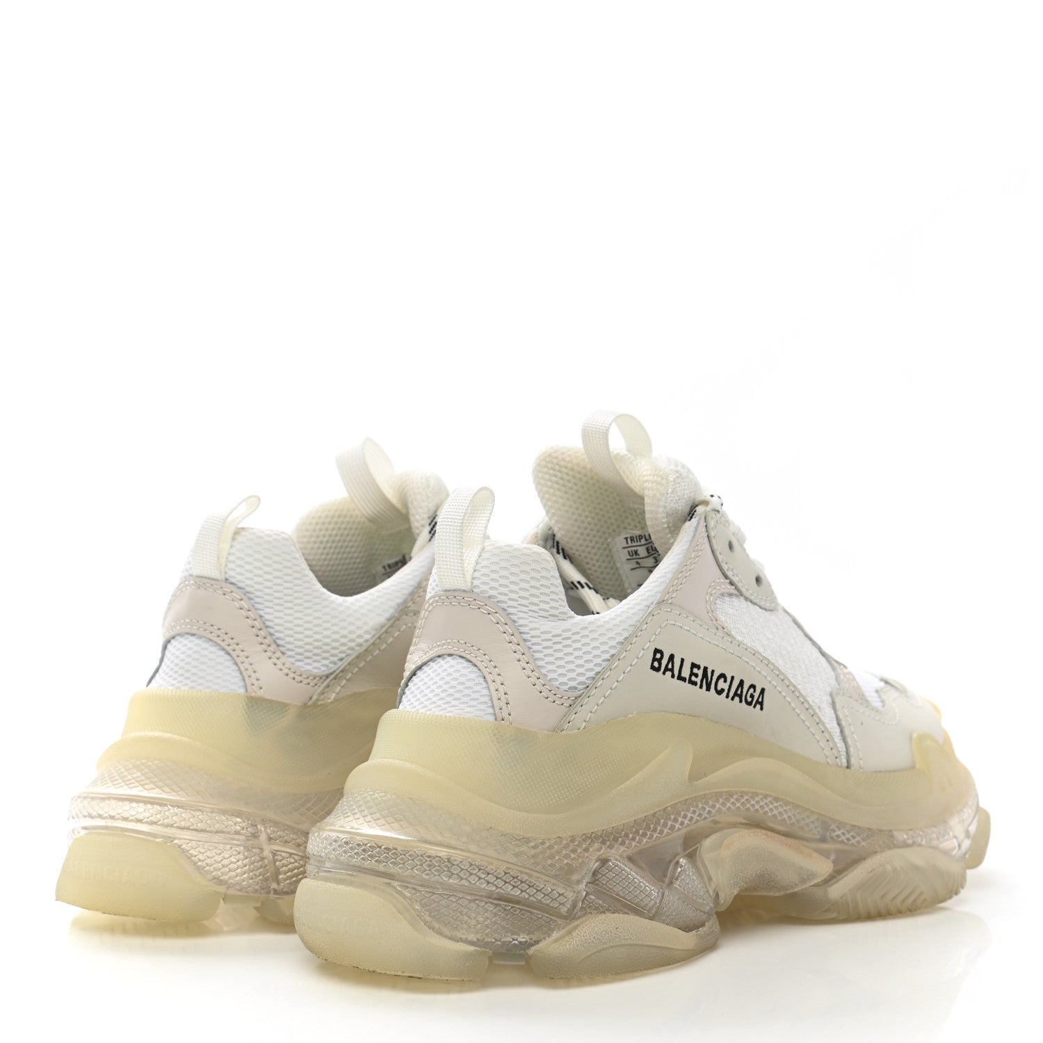 Balenciaga Fabric Mesh Clear Sole Womens Triple S Sneakers 37 White 4 of 8