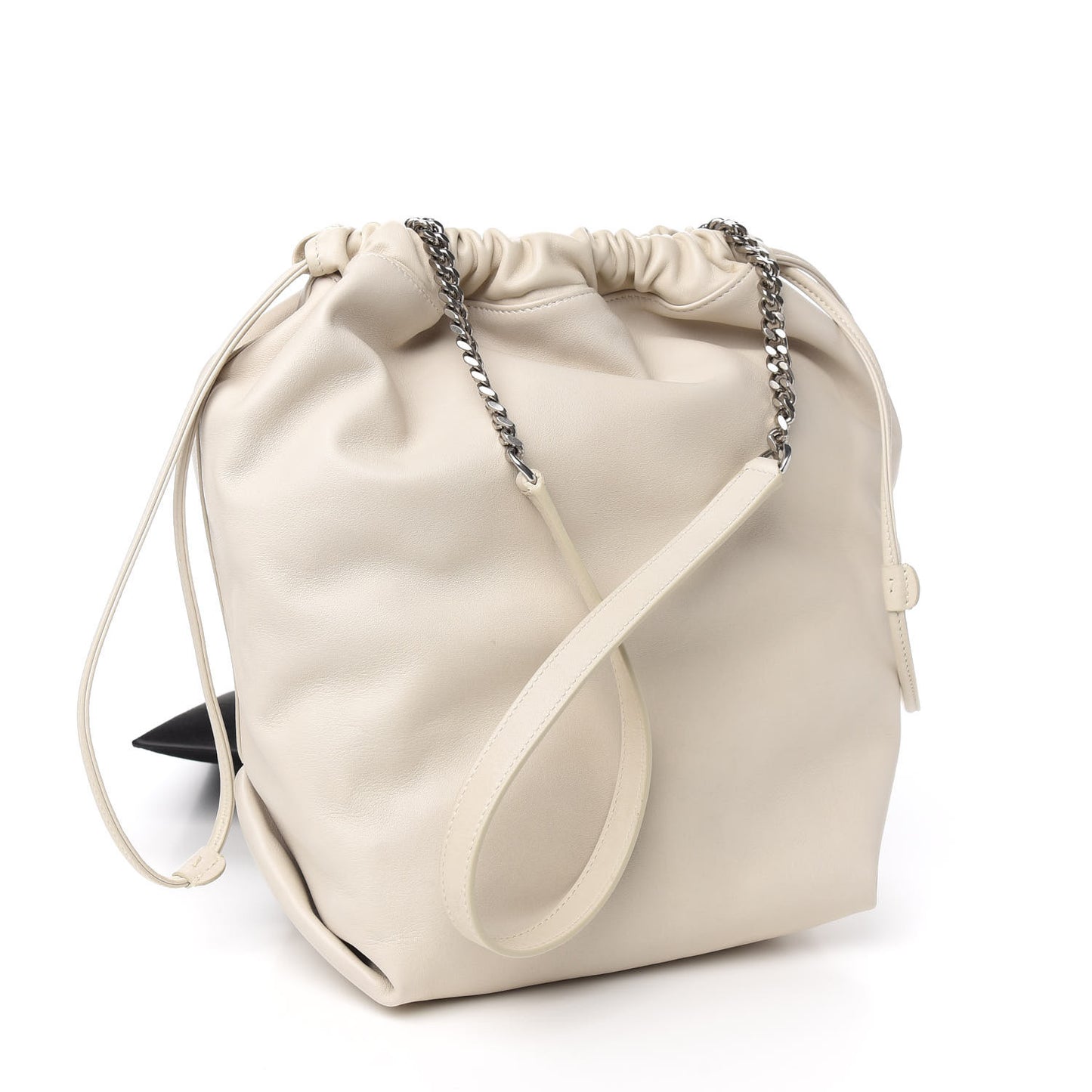 Lambskin Teddy Drawstring Bag Crema Soft