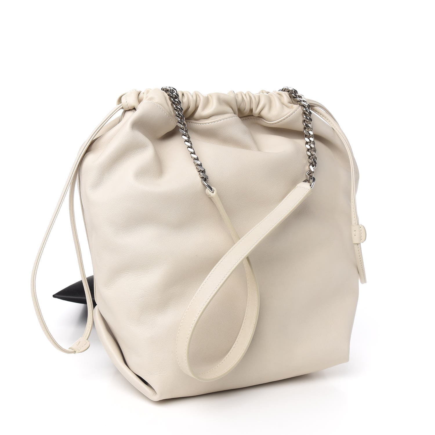 Saint Laurent Lambskin Teddy Drawstring Bag Crema Soft 3 of 10
