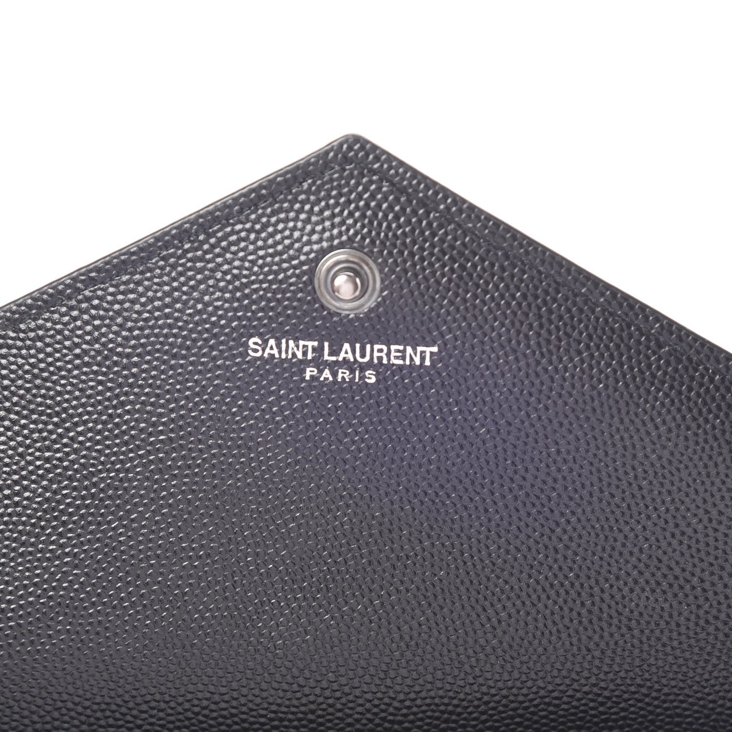 Saint Laurent Grain De Poudre Matelasse Chevron Monogram Chain Wallet Black White 6 of 14