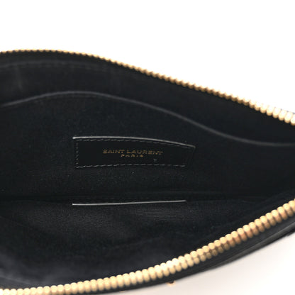 Saint Laurent Grain De Poudre Chevron Monogram Bill Pouch Black 6 of 8