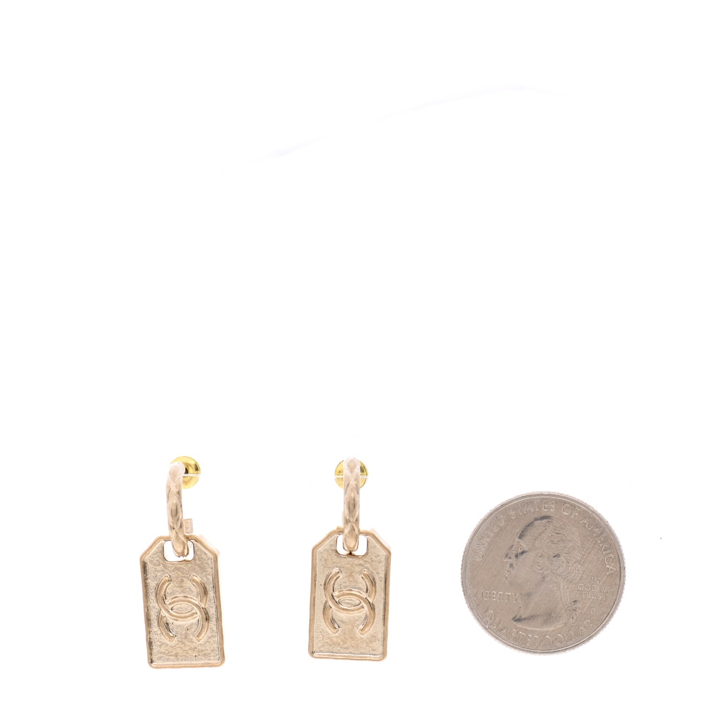 CC Tag Drop Earrings Gold