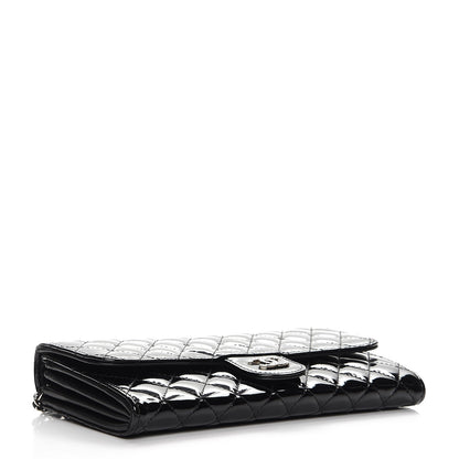 Chanel Patent Calfskin Quilted Brilliant East West Flap Clutch Black 4 of 8