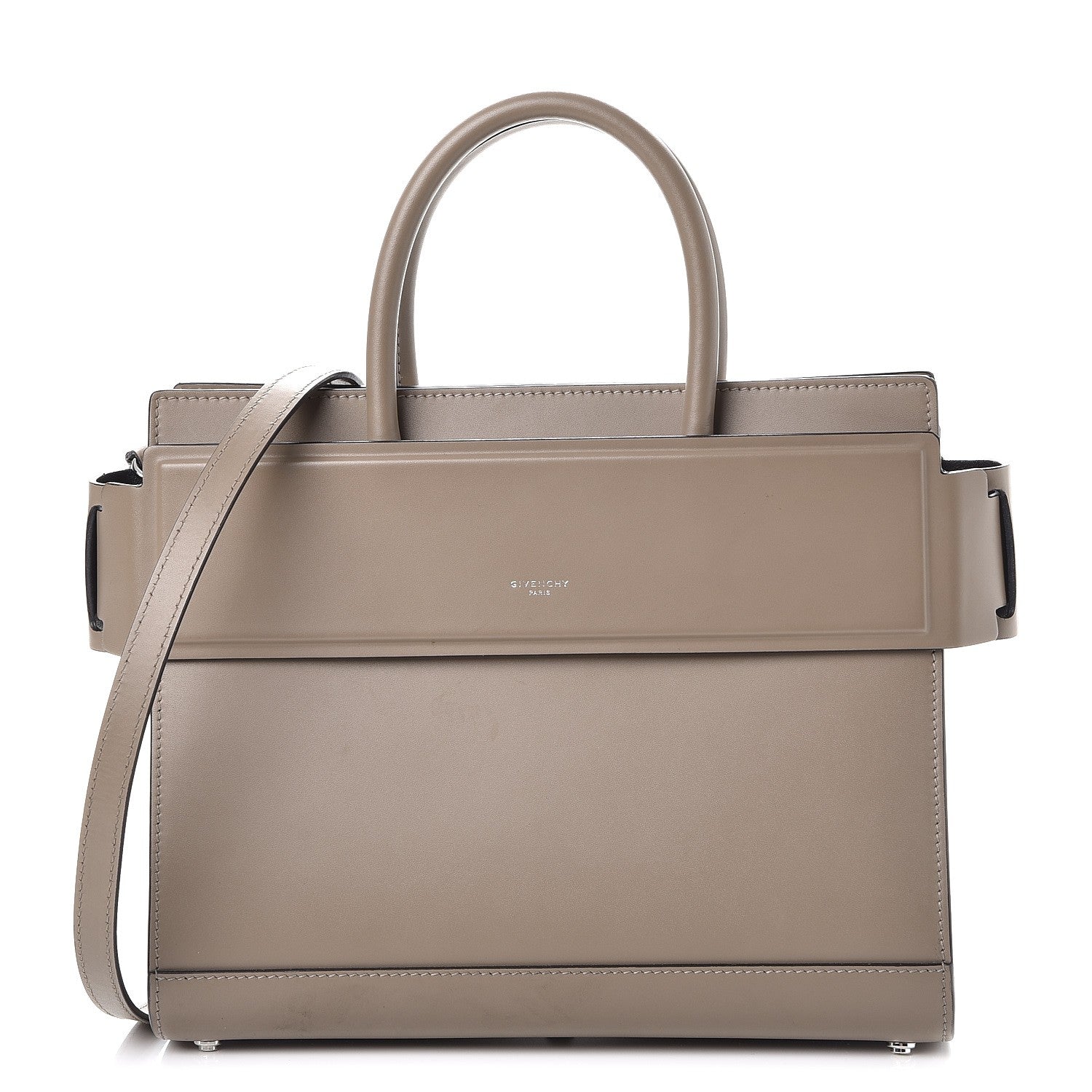 Givenchy Smooth Calfskin Small Horizon Satchel Taupe Grey 1 of 13