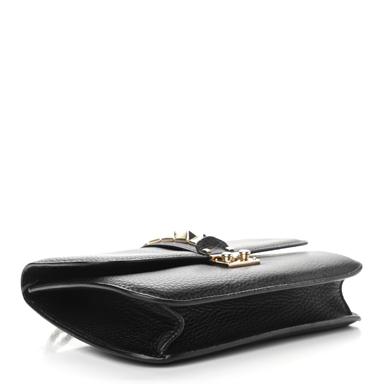 Valentino Garavani Pebbled Calfskin Medium Glam Lock Rockstud Flap Black 4 of 10